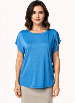 Tricou croială dreaptă mâneci scurte albastru ELEONORA AMADEI femeie