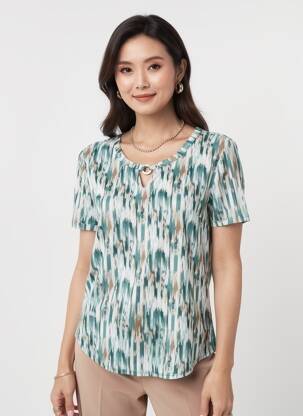 Tricou elasticitate mâneci scurte verde GEVANA femeie