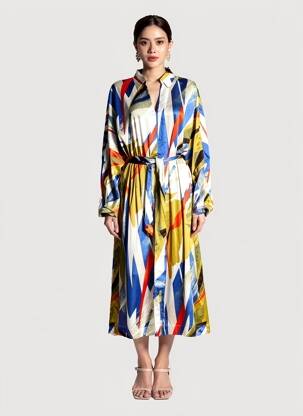 Rochie lungă mâneci lungi mâneci lungi albastru LOLA CASADEMUNT femeie