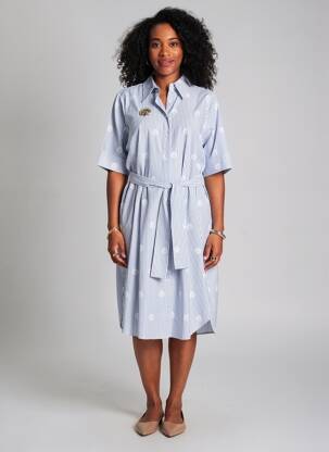 Rochie midi mâneci scurte mâneci scurte albastru ANANKE femeie