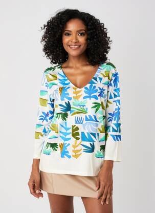 Tricou mâneci 3/4 mâneci 3/4 albastru FUEGO WOMAN femeie