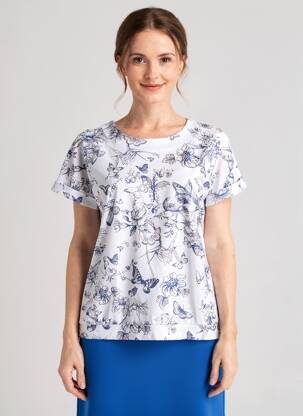 Tricou elasticitate mâneci scurte albastru LEO & UGO femeie
