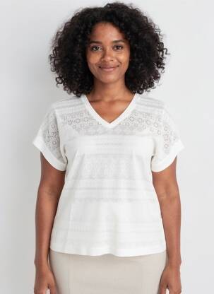 Tricou imprimeu fantezie mâneci scurte alb LEO & UGO femeie