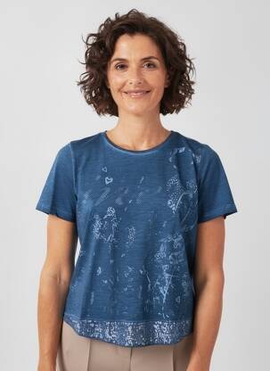 Tricou croială cambrată mâneci scurte albastru MERI & ESCA femeie