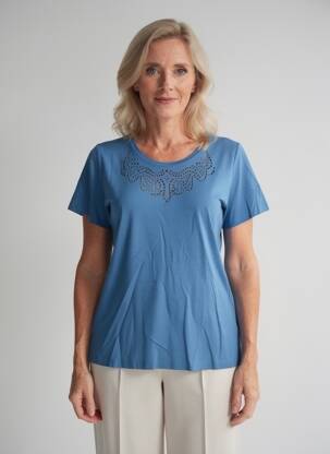 Tricou elasticitate mâneci scurte albastru GUY DUBOUIS femeie