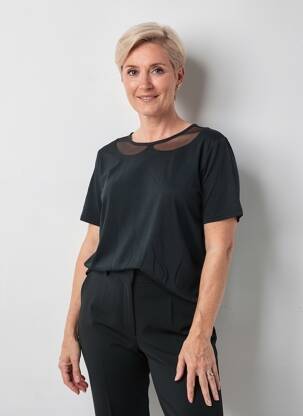 Tricou elasticitate mâneci scurte negru GUY DUBOUIS femeie