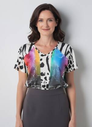 Tricou imprimeu fantezie mâneci scurte negru MERI & ESCA femeie