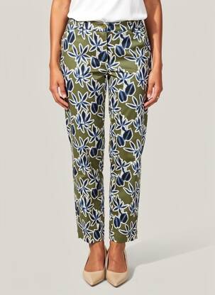 Pantalon drept elasticitate mărime normală verde GARDEUR femeie