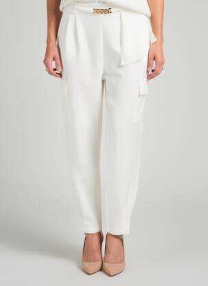 Pantalon drept elasticitate mărime normală alb LESLIE femeie