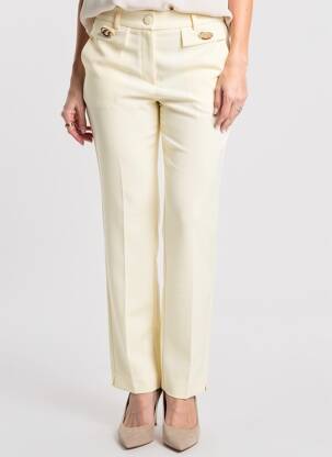 Pantalon drept țesătură poplin mărime normală galben LESLIE femeie
