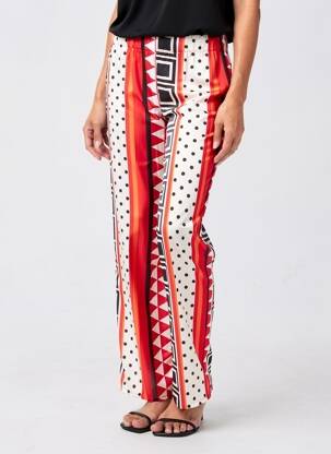 Pantalon drept talie elastică mărime normală portocalie ELEONORA AMADEI femeie