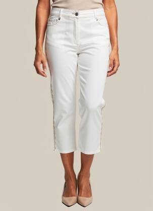 Pantalon trei sferturi elasticitate mărime normală alb FUEGO WOMAN femeie