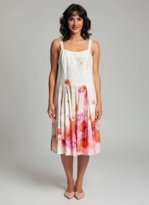 Rochie midi imprimeu floral bretele subțiri roșu PAUL BRIAL femeie