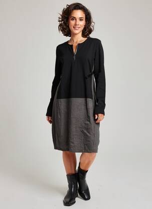 Rochie midi mâneci lungi mâneci lungi negru LAUREN VIDAL femeie