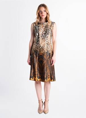 Rochie midi croială fluidă fără mâneci maro PAUL BRIAL femeie