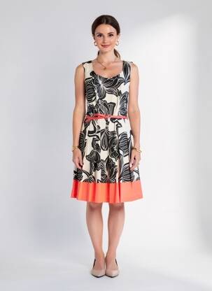 Rochie midi imprimeu floral fără mâneci negru PAUL BRIAL femeie