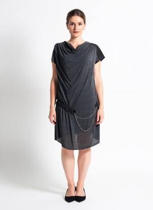 Rochie scurtă mâneci scurte mâneci scurte gri AKELA KEY femeie