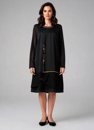 Rochie midi mâneci lungi mâneci lungi negru ALICE ET BARNABE femeie