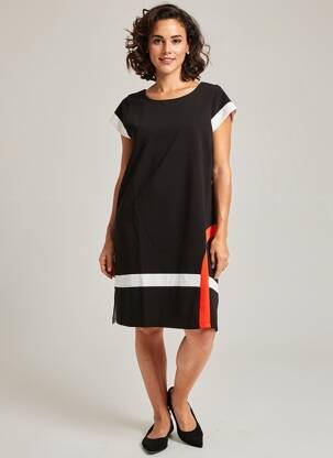Rochie scurtă mâneci scurte mâneci scurte negru DOUBLE JEU femeie