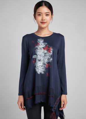 Rochie midi mâneci lungi mâneci lungi albastru DOUBLE JEU femeie