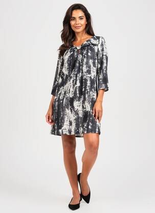 Rochie scurtă mâneci 3/4 mâneci 3/4 negru SUN LIGHT femeie