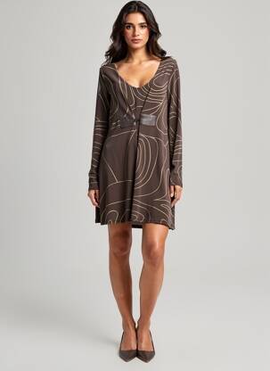 Rochie scurtă mâneci lungi mâneci lungi gri LAUREN VIDAL femeie
