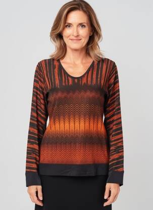 Top elasticitate mâneci lungi portocalie VANGO femeie