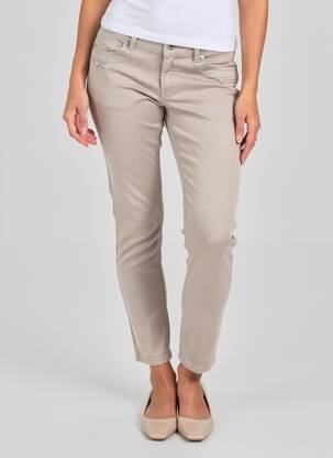 Pantalon slim țesătură poplin mărime normală gri LAUREN VIDAL femeie