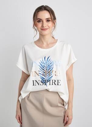 Tricou serigrafie flockată mâneci scurte alb SOYACONCEPT femeie