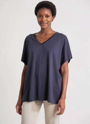 Tricou croială dreaptă mâneci scurte albastru SOYACONCEPT femeie