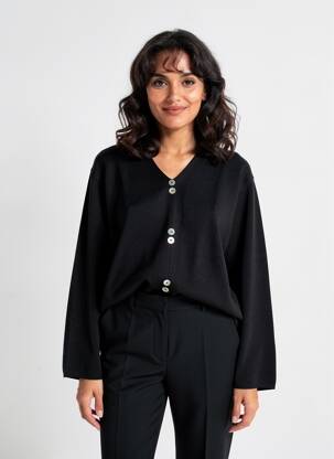 Pulover croială dreaptă mâneci lungi negru MONTAGUT femeie