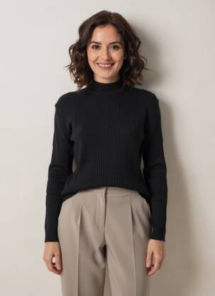 Pulover elasticitate mâneci lungi negru MONTAGUT femeie