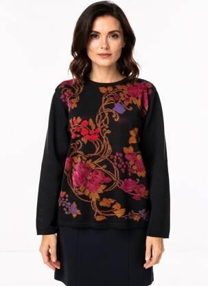 Pulover croială cambrată mâneci lungi negru MONTAGUT femeie