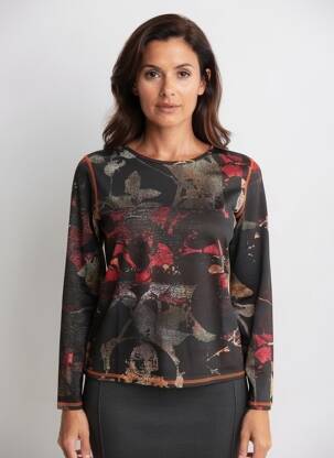 Top elasticitate mâneci lungi negru MONTAGUT femeie