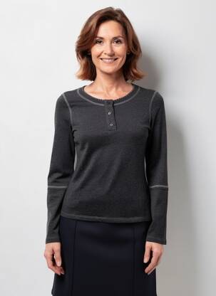 Top elasticitate mâneci lungi gri FINETTE femeie