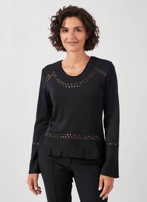 Top elasticitate mâneci lungi negru FINETTE femeie