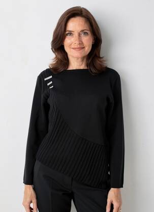 Pulover croială cambrată mâneci lungi negru FINETTE femeie