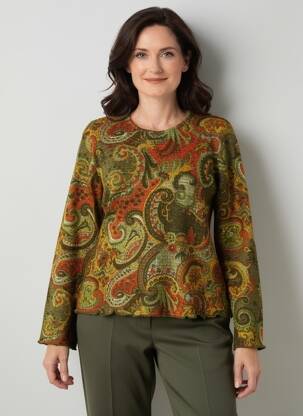Pulover croială cambrată mâneci lungi verde FINETTE femeie