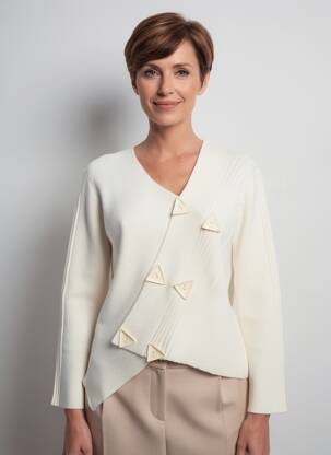 Pulover croială cambrată mâneci lungi bej FINETTE femeie