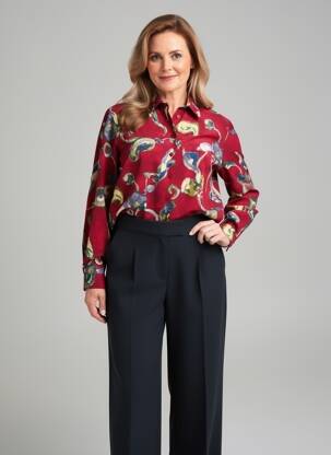 Cămașă imprimeu floral mâneci lungi roșu PIER BÉ femeie