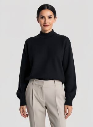 Pulover elasticitate mâneci lungi negru MONTAGUT femeie
