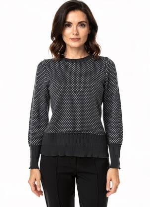 Pulover elasticitate mâneci lungi negru MONTAGUT femeie