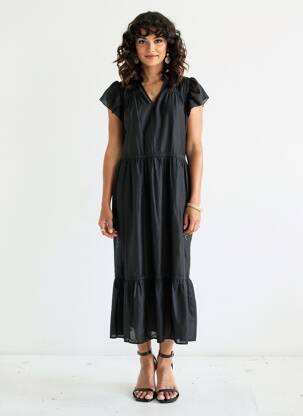 Rochie lungă mâneci scurte mâneci scurte negru SOYACONCEPT femeie