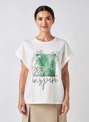 Tricou croială dreaptă mâneci scurte bej SOYACONCEPT femeie