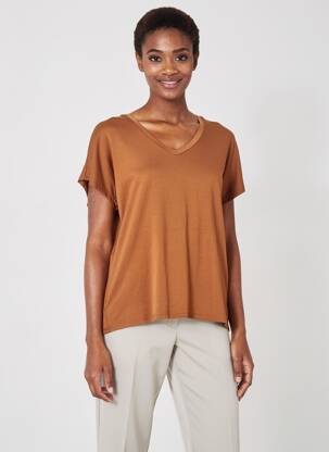Tricou croială dreaptă mâneci scurte maro SOYACONCEPT femeie
