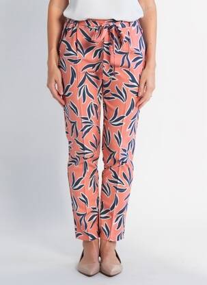 Pantalon slim talie elastică mărime normală roz ÉTYMOLOGIE femeie