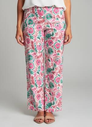 Pantalon drept țesătură poplin mărime normală roz C'EST BEAU LA VIE femeie