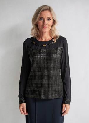 Top elasticitate mâneci lungi negru GUY DUBOUIS femeie