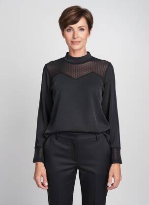 Top elasticitate mâneci lungi negru MERI & ESCA femeie