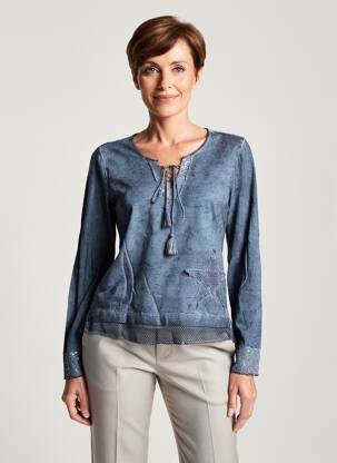 Tricou mâneci lungi mâneci lungi albastru MERI & ESCA femeie